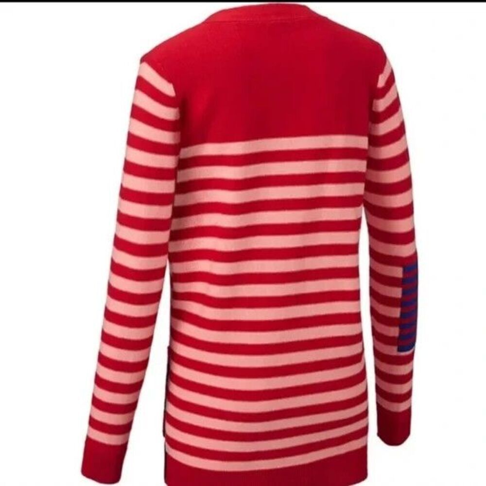Cabi # 5446 "Picnic Cardigan" Red Stripe Button-Down Cardigan Long Slv Sweater M - Picture 5 of 11